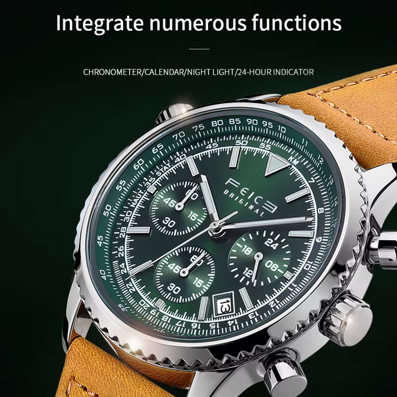Montre à quartz en cuir pour homme