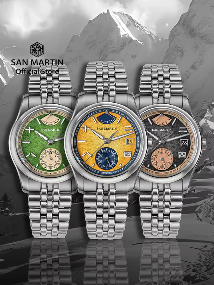 San Martin 39mm mis5 9132 affichage de réserve de marche hommes montre de Sport de luxe automatique mécanique étanche conception originale SN0144