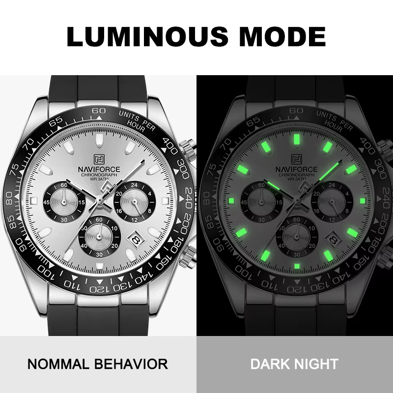 NAVIFORCE montres à la mode pour hommes bracelet en Silicone Sport décontracté chronographe lumineux montre-bracelet Relogio Masculino mâle cadeau 2025