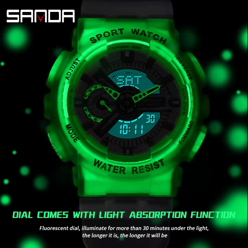 SNADA 2025 nouvelles montres pour hommes sport montre-bracelet électronique étanche mode fluorescente double affichage montre à Quartz numérique 3029