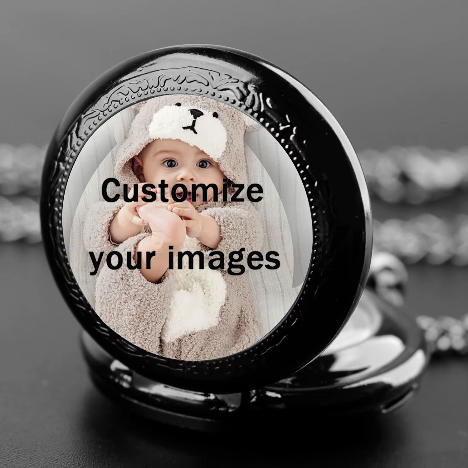 Montre de poche personnalisée vintage avec photo