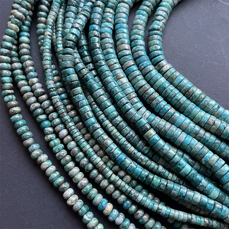 Brut 4/6/8MM Heishi Hubei vert bleu argent Turquoise disque pierres précieuses perles de pierre naturelle pour la fabrication de bijoux à bricoler soi-même collier Bracelet