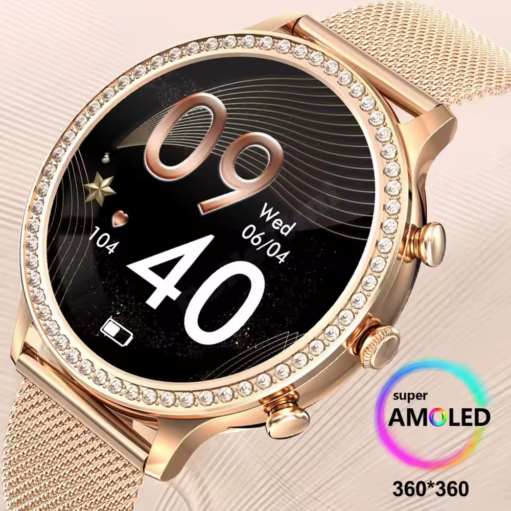Mode luxe montre intelligente femmes Bluetooth appel pression artérielle bricolage personnalisé Sport Fitness étanche