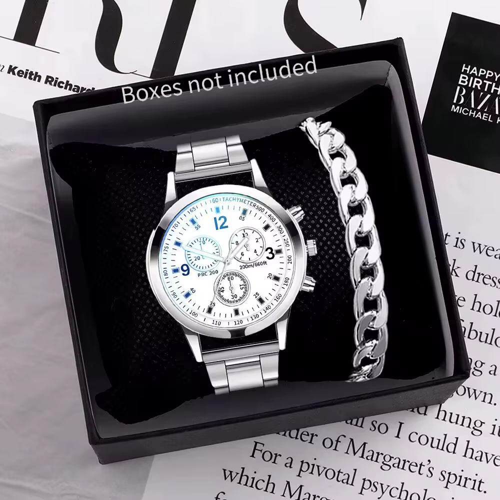 1/2 pièces montres d'affaires pour hommes montre à Quartz avec Bracelet en acier