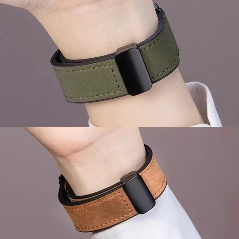 Bracelet magnétique en cuir et Silicone de 22mm