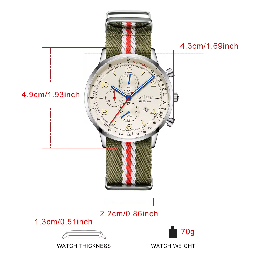 CADISEN 2026 nouveau chronographe hommes montres à Quartz