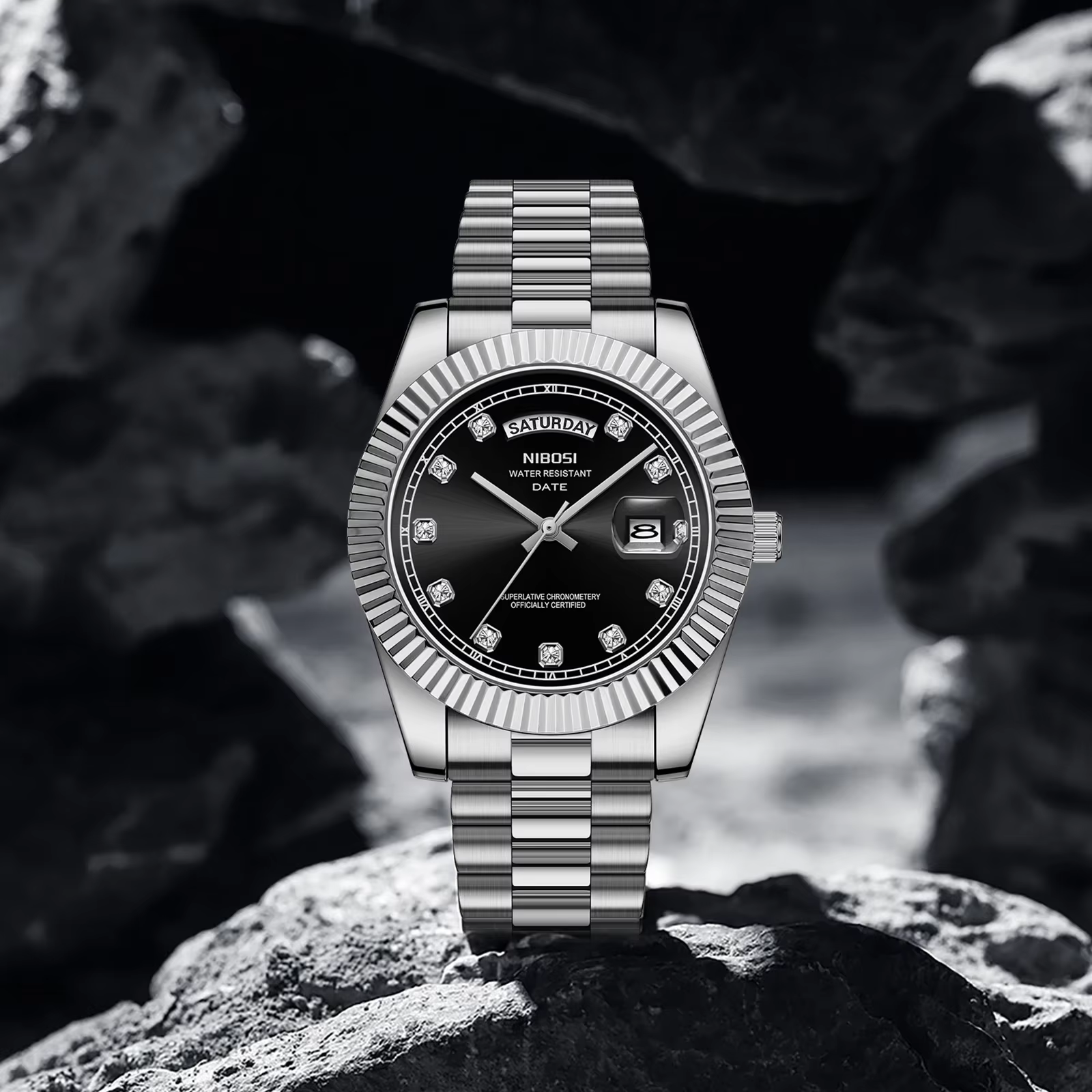 NIBOSI hommes montres haut de gamme de luxe or diamants montre classique