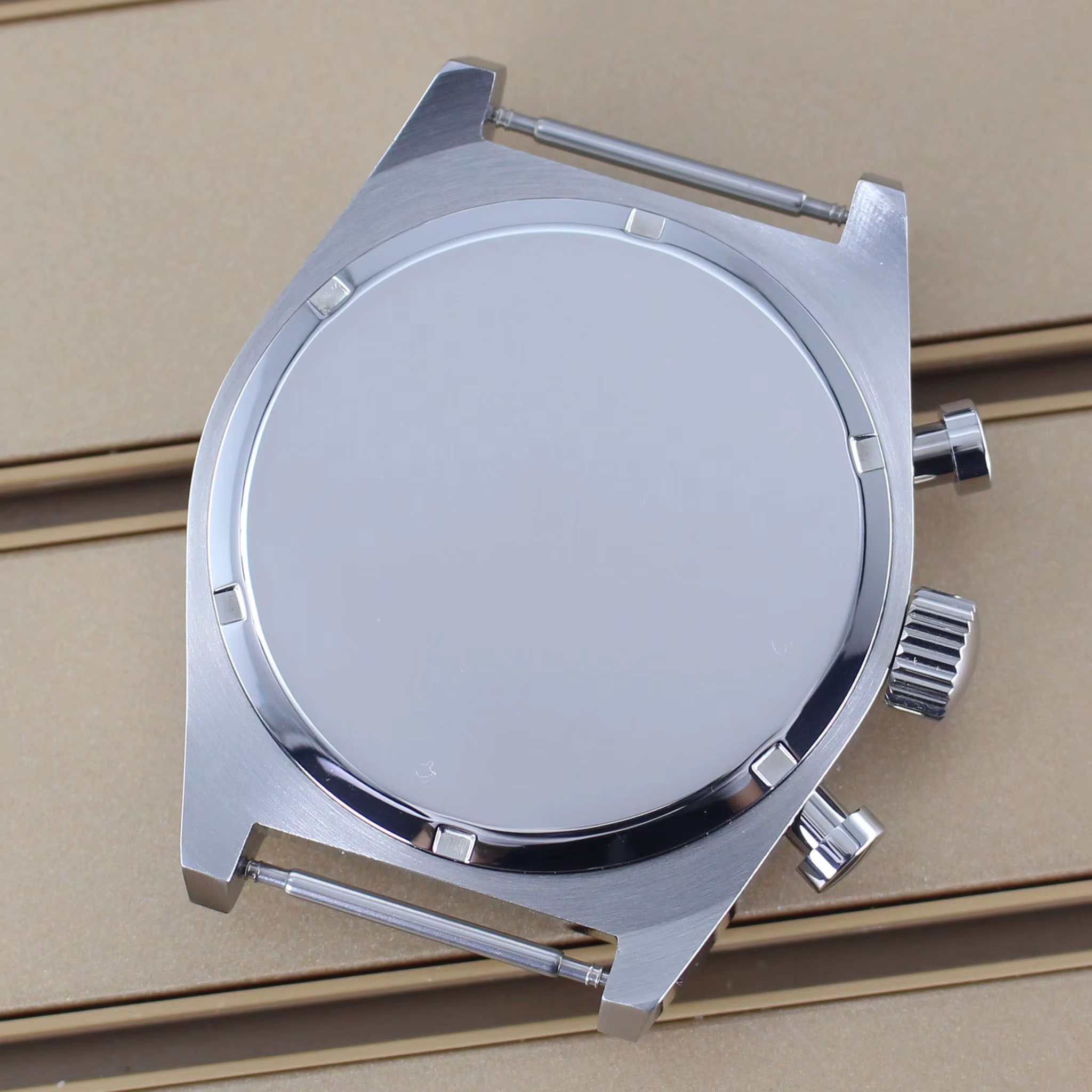 Boîtier de montre argenté 46MM, design en acier inoxydable brossé, étanche, avec fond solide, pour Miyota OS00 Movt, pièces de réparation en promotion