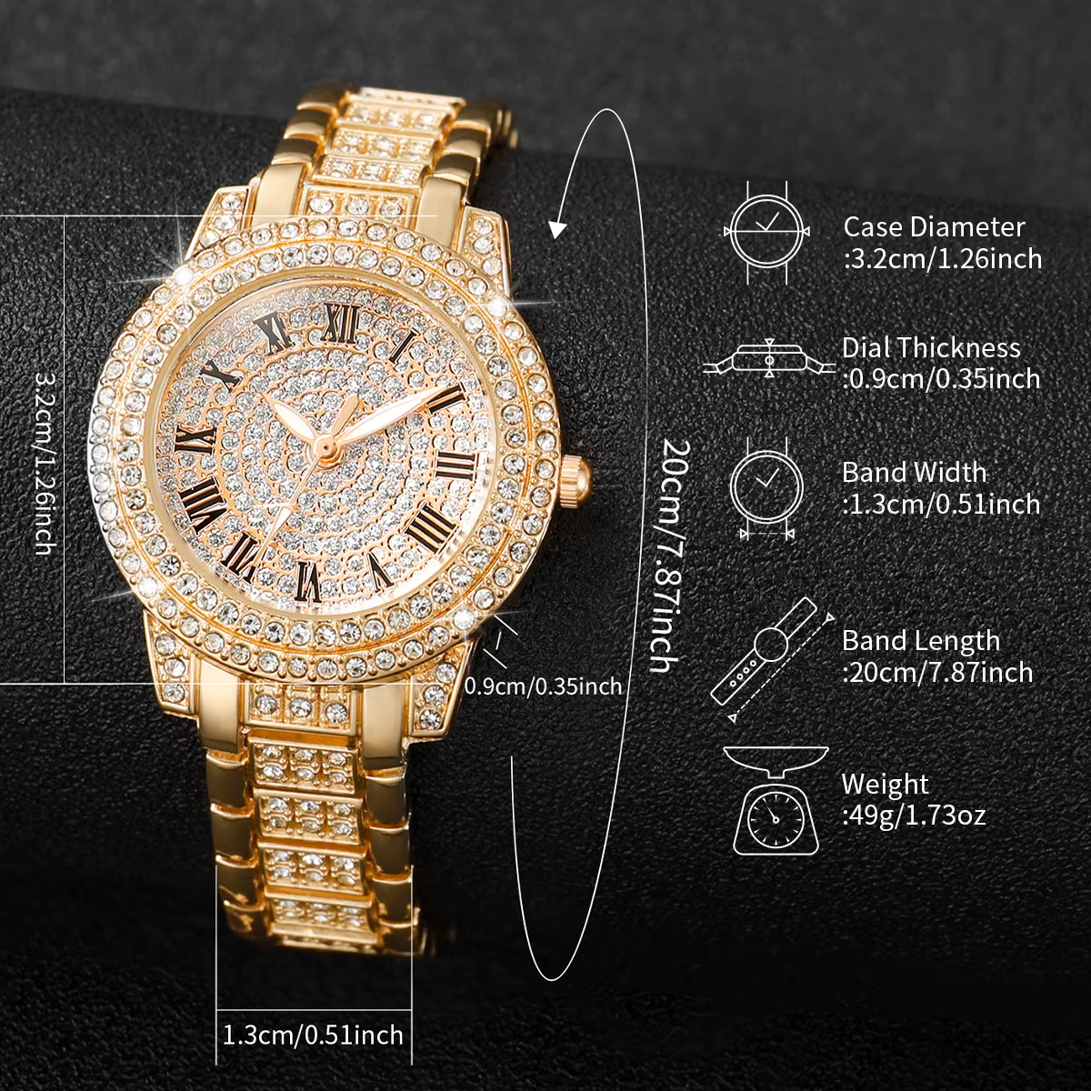 2 pièces mode diamant femmes montres montre en or dames