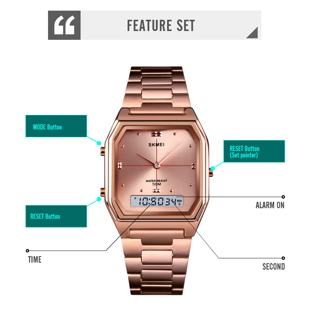 SKMEI mode 3 temps Chrono montre-bracelet électronique numérique pour hommes femmes Double affichage étanche Sport
