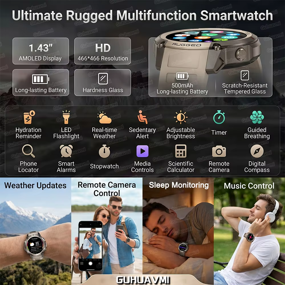 Nouvelle Montre Connectée Tactique GPS 2026 avec Plus de 170 Modes Sportifs