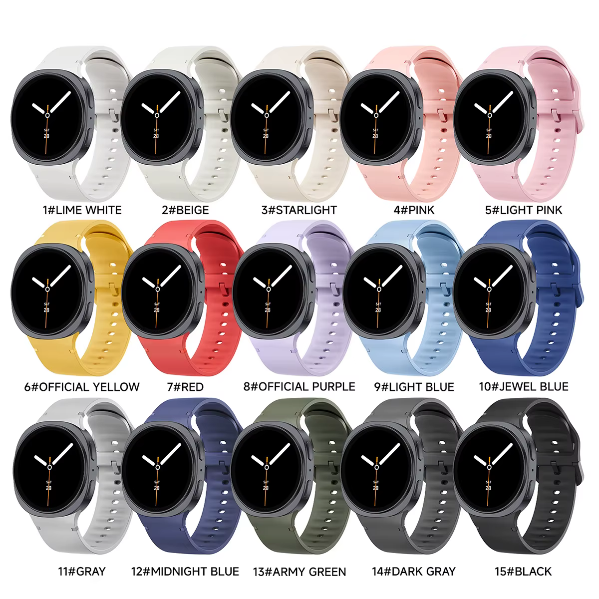 1:1 Bracelet de Sport pour Samsung Galaxy watch 8 44mm 40mm 8 classique 46mm poignet ceinture de remplacement