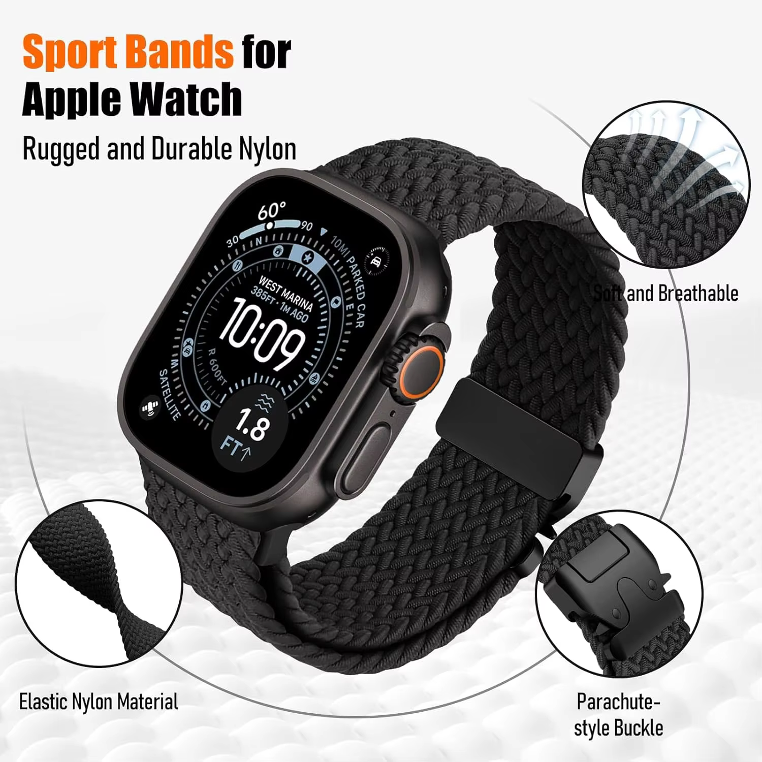 Bracelets en parachute pour Apple Watch 11 10