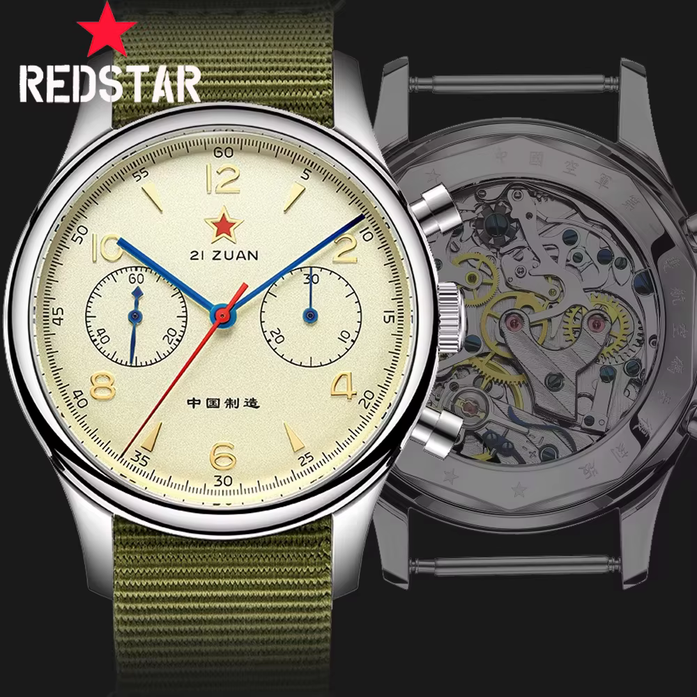 Montre mécanique pour homme Red Star Retro 1963 Chronographe ST1901
