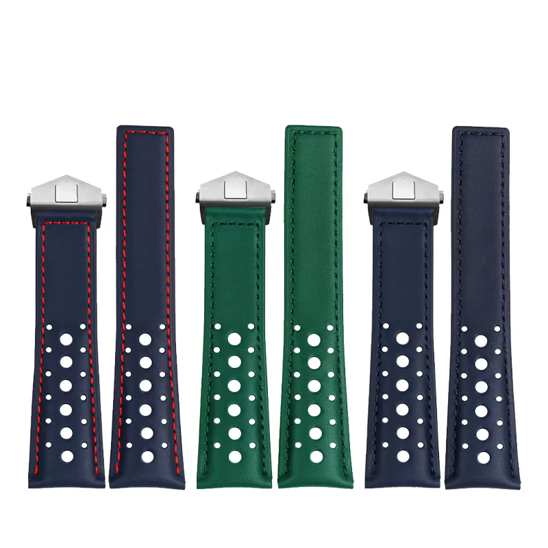 Pour TAG Heuer 22mm en cuir véritable wat chstrap MONACO Gulf CAW218E/C CBL2115 CAW211P/R Bracelet de montre hommes bleu vert jaune
