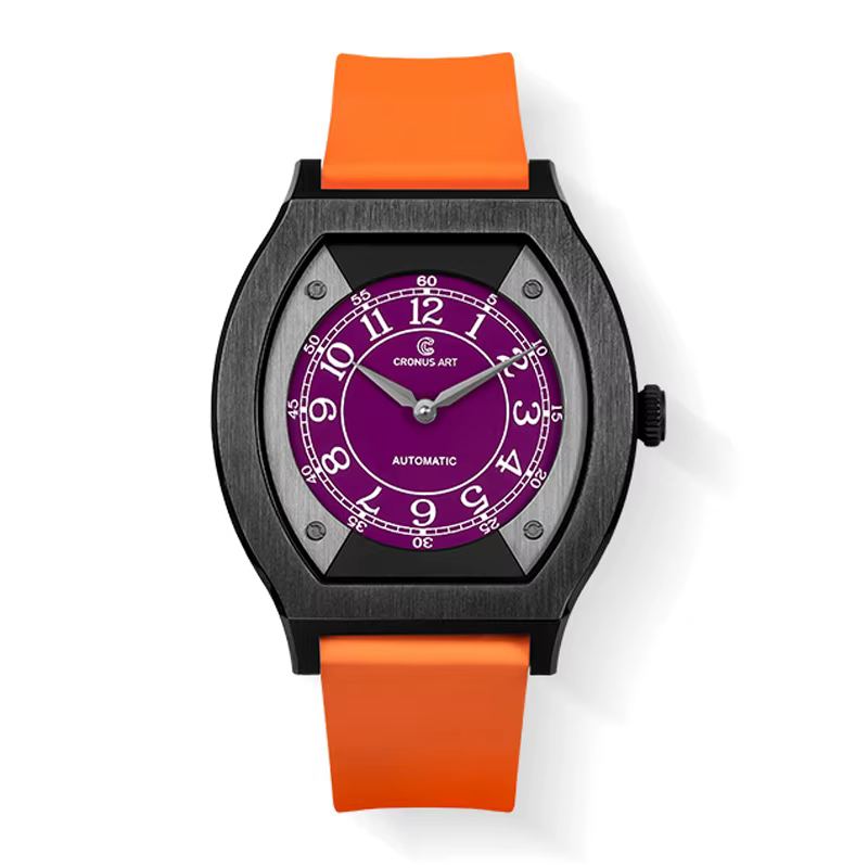 CRONUSART hommes montre automatique 41mm titane Tonneau mécanique montre-bracelet lumineux FKM bracelet en caoutchouc fluoré Micro Rotor