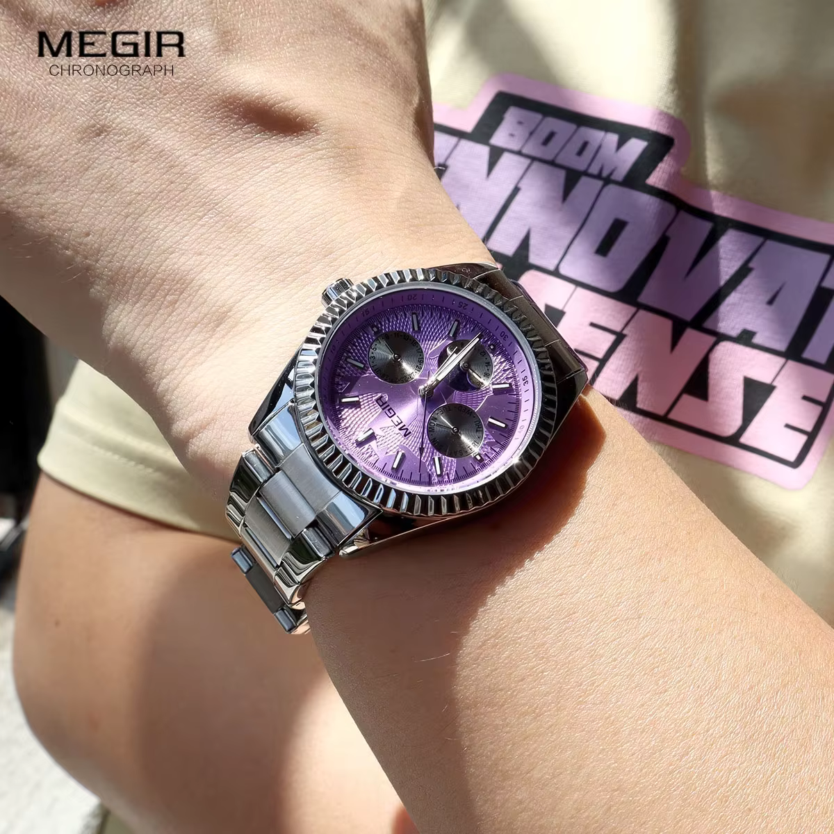 Montre à quartz MEGIR 1102 avec bracelet en acier inoxydable