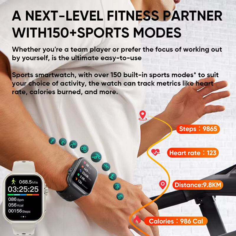 Montre Ultra 2 SE hommes femmes 1000mAh 150 + Mode Sport fréquence cardiaque HD Bluetooth appel GPS piste étanche
