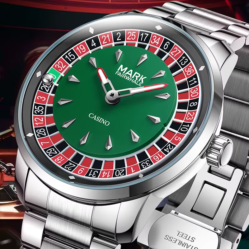 Mark Fairwhale 5031 mode hommes montre à Quartz créatif cadran rotatif lumineux étanche bracelet en acier décontracté montres pour homme