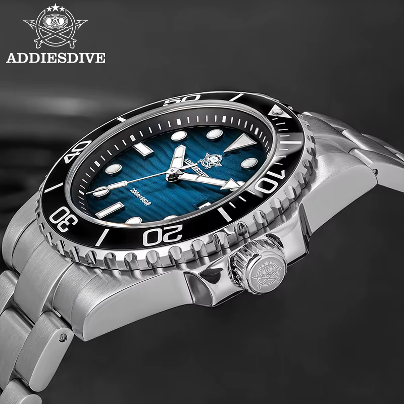 ADDIESDIVE 41mm AD2537 montre pour hommes 20Bar étanche 3D Texture du désert BGW9 Date lumineuse 316L montres à Quartz en acier inoxydable