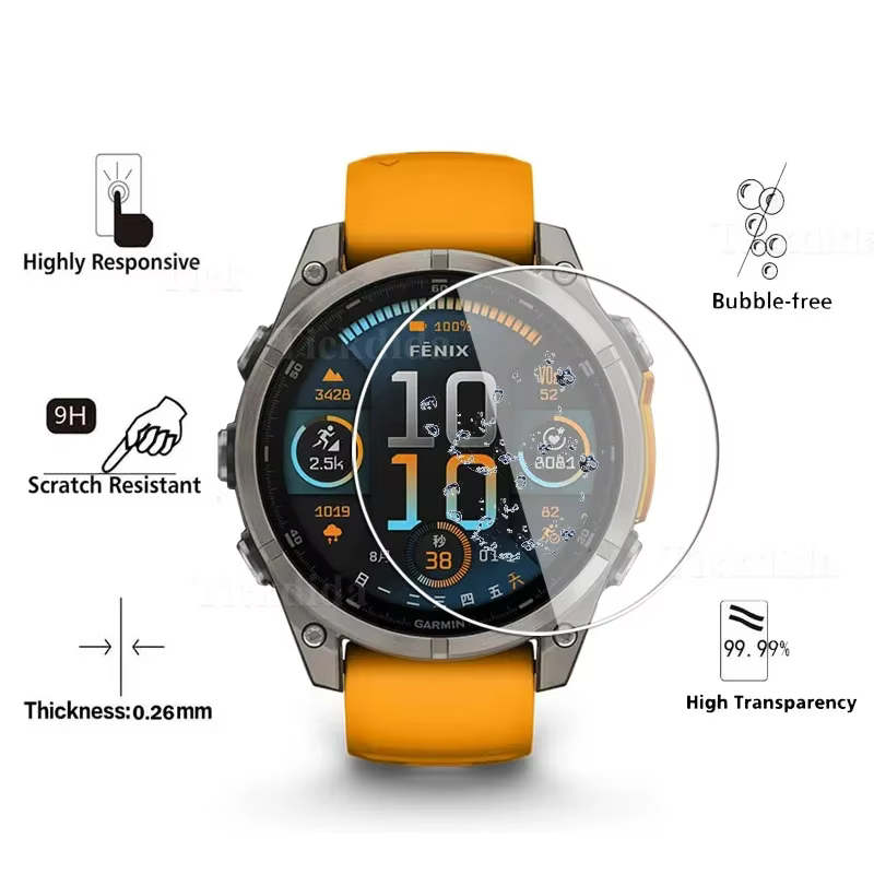 Verre trempé de qualité supérieure 9H pour Garmin Fenix 8