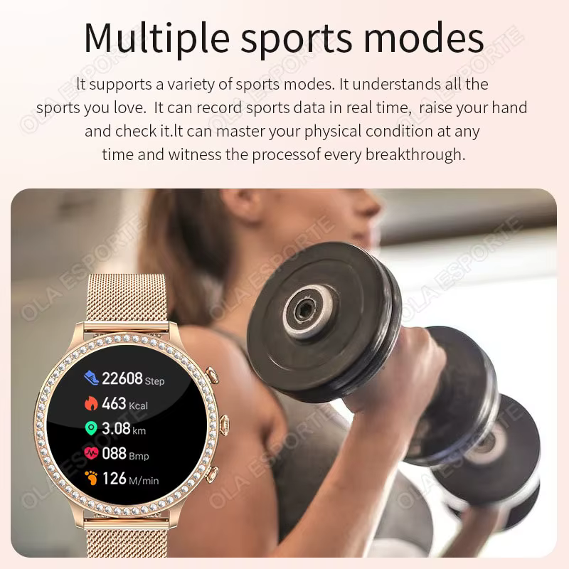 Mode luxe montre intelligente femmes Bluetooth appel pression artérielle bricolage personnalisé Sport Fitness étanche