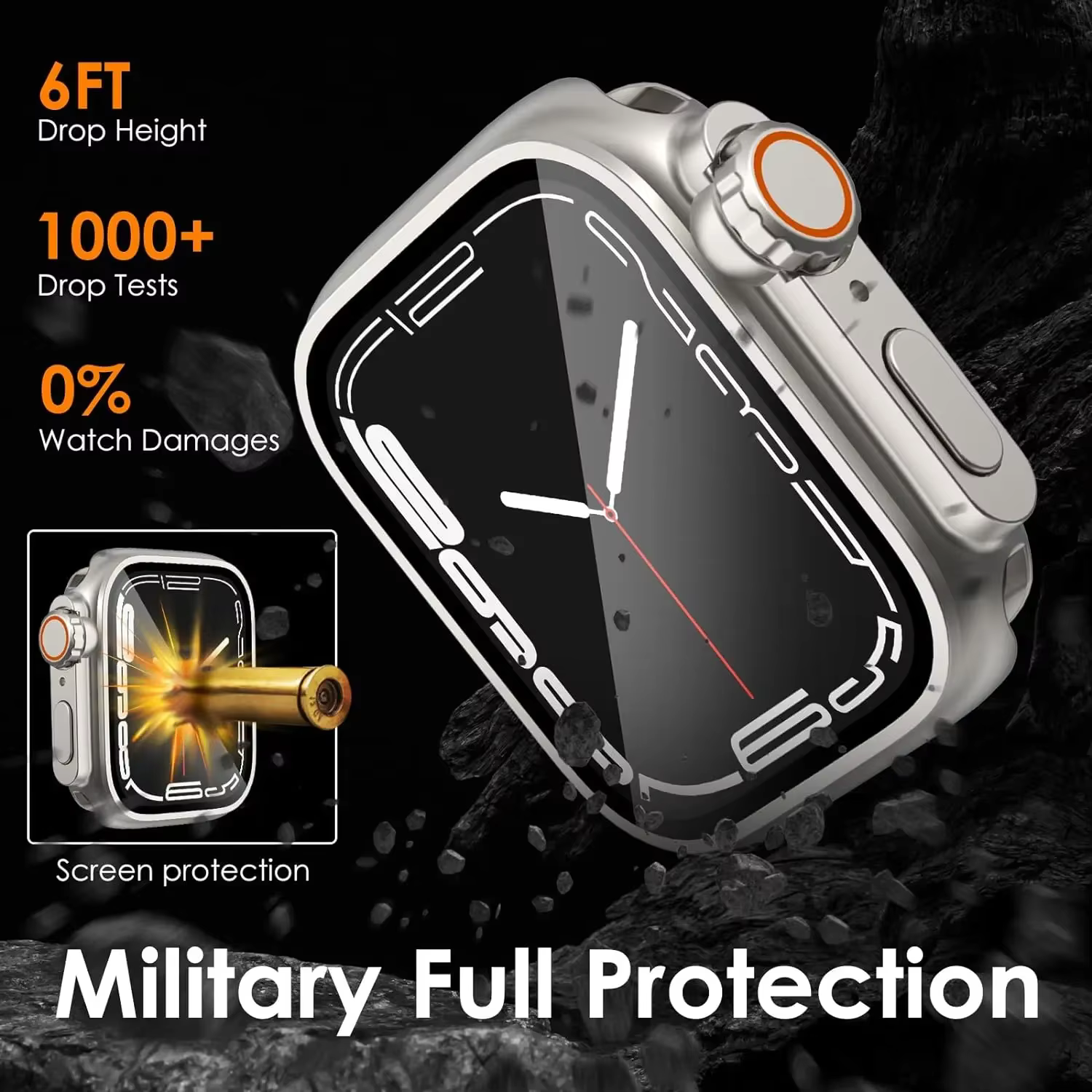 Étui de protection complet à 360 degrés pour Apple Watch 44 mm 45 mm 41 mm 40 mm