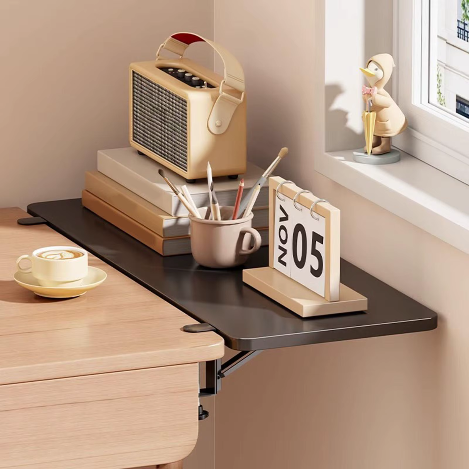 Plateau d'extension de bureau pour le bureau à domicile, fixation d'extension de Table d'ordinateur, plateau de clavier pliable noir, Support de poignet, repose-bras