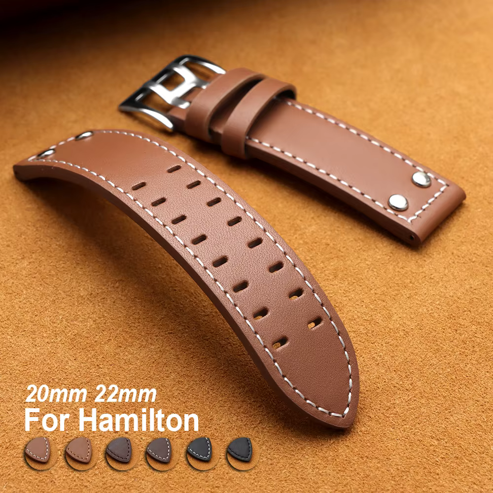 Bracelet de montre en cuir véritable vintage 20 mm 22 mm