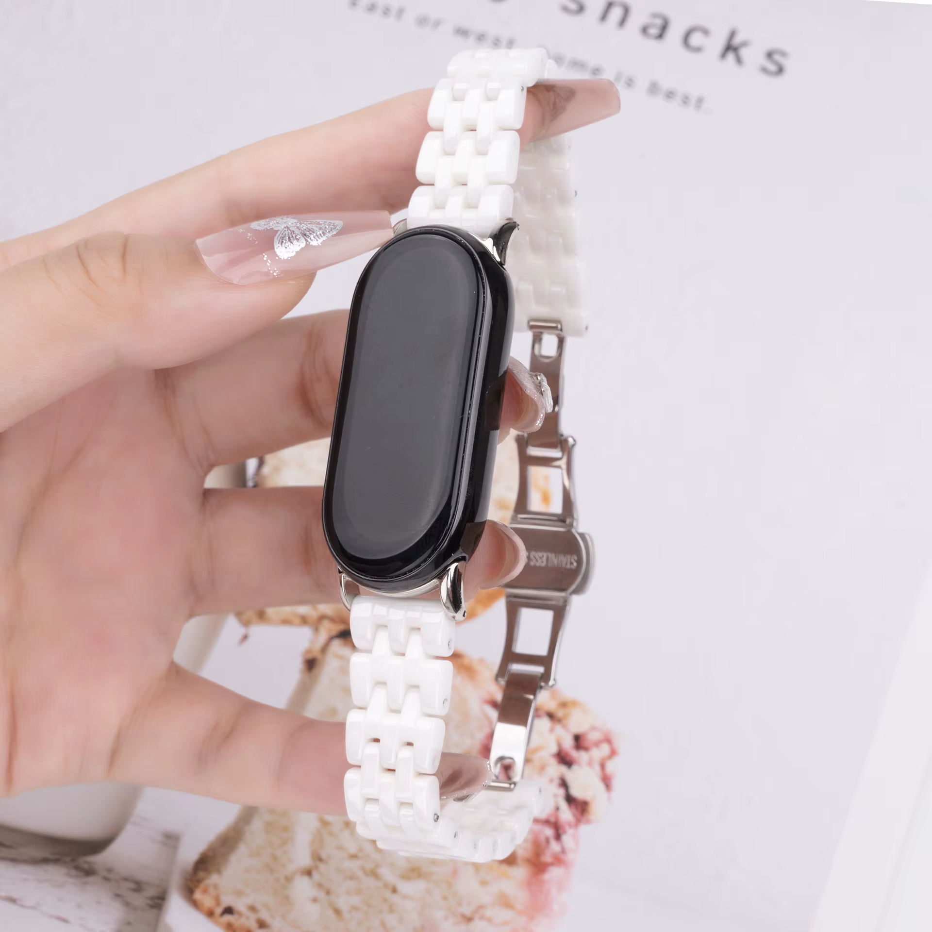 Bracelet en céramique pour Xiaomi Band 10 9 8, Bracelet de montre intelligent, boucle papillon, Bracelet de remplacement pour Xiaomi Mi Band10, accessoires