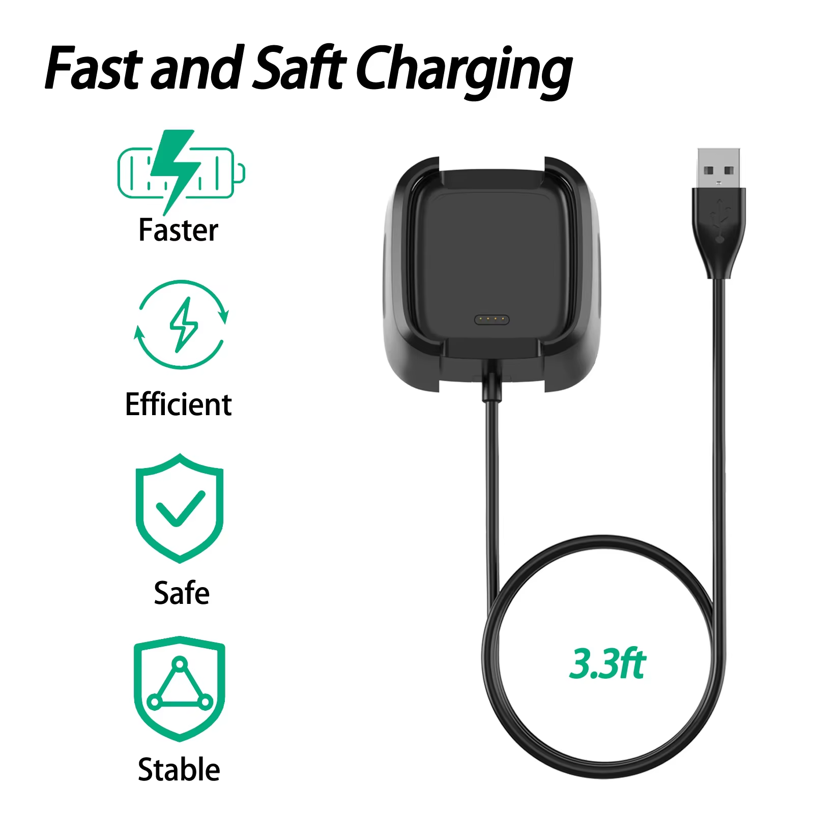 Chargeur USB rapide pour Fitbit Versa 2