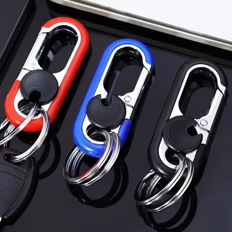 Porte-clés à double anneau pour hommes, porte-clés d'affaires, cadeau de mode, structure de clé en métal, style de voiture, accessoires de voiture automatique