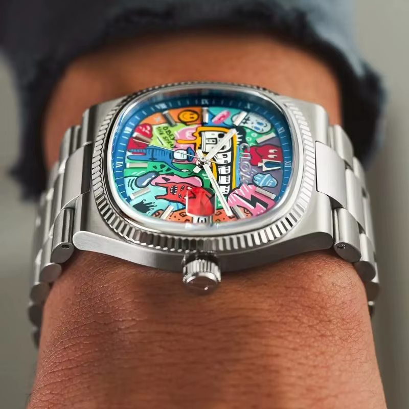 Montre carrée rétro pour homme
