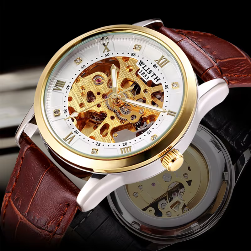 WLISTH marque machines hommes montres solide en acier inoxydable étanche lumineux homme montre de luxe automatique