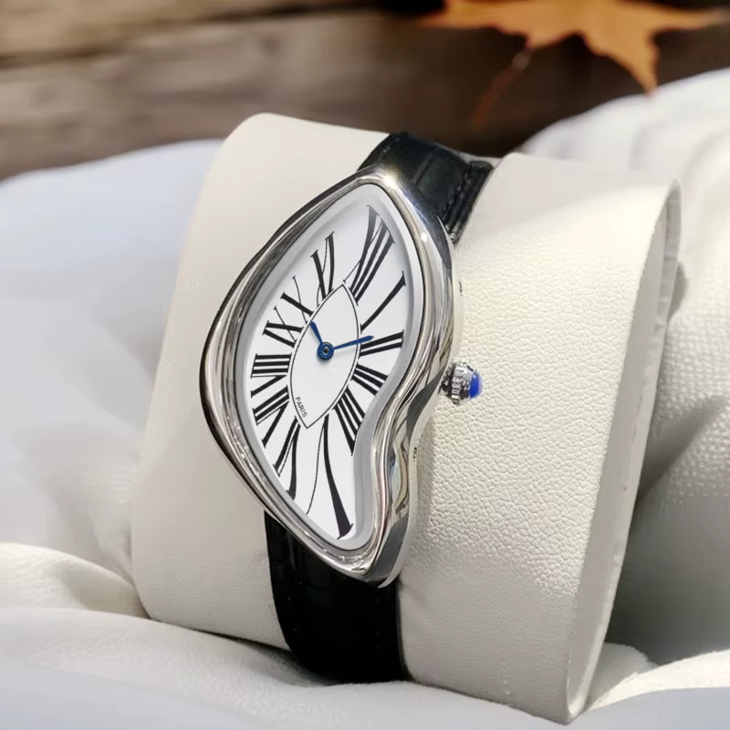 Nouvelle montre torsadée médiévale Crash Melt pour hommes bracelet en cuir de mode montres à Quartz horloge masculine Relogio Masculino livraison directe