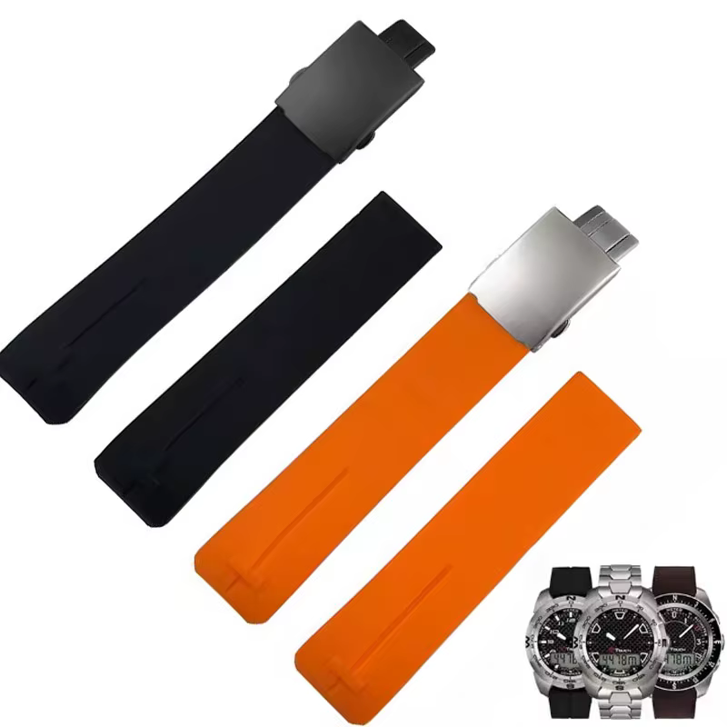 Bracelet de montre en Silicone adapté pour Tissot T-TOUCH T013 T047 20mm 21mm noir Orange Sport