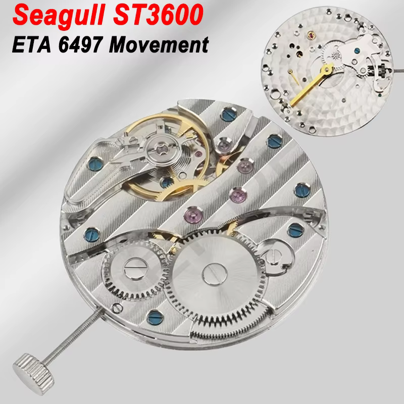 Seagull ST3600 mouvement mécanique montre substitut ETA 6497 remontage manuel 17 boîtier de pierres précieuses