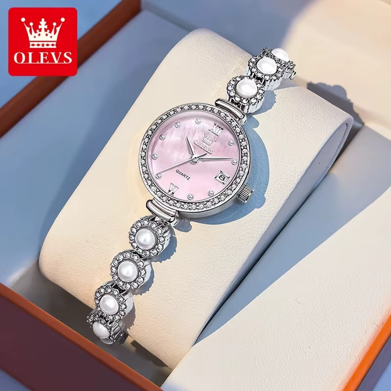 OLEVS 5635 Vintage diamant incrusté montre à Quartz de luxe pour les femmes élégant Bracelet en acier inoxydable haut tendance marque montre-Bracelet