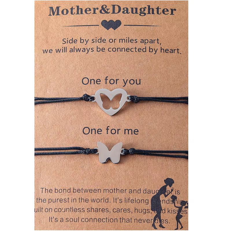 Bracelets assortis en forme de cœur pour mère et fille