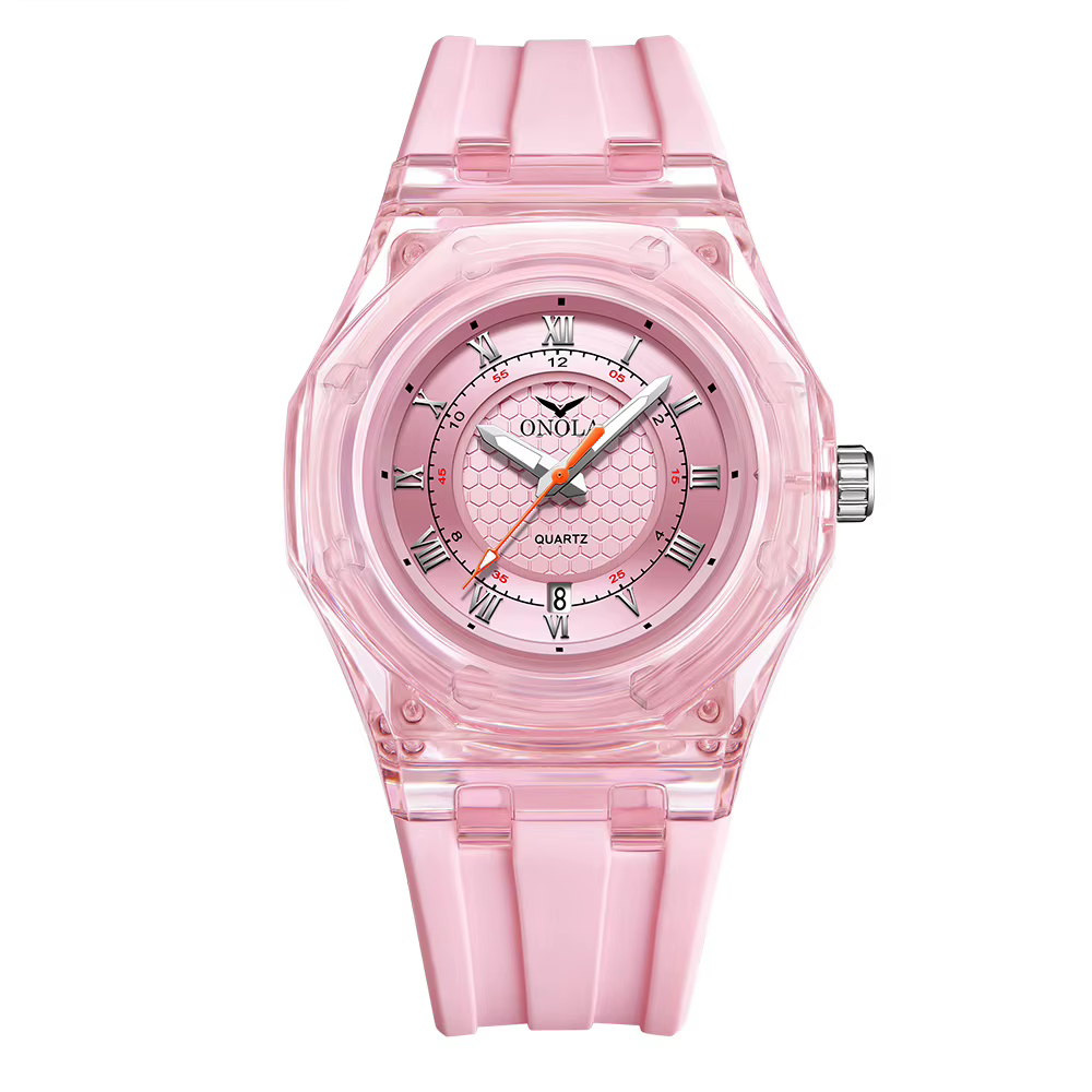 Mode Couple montre hommes et femmes marque ONOLA luxe étanche Transparent en plastique Silicone bande Quartz
