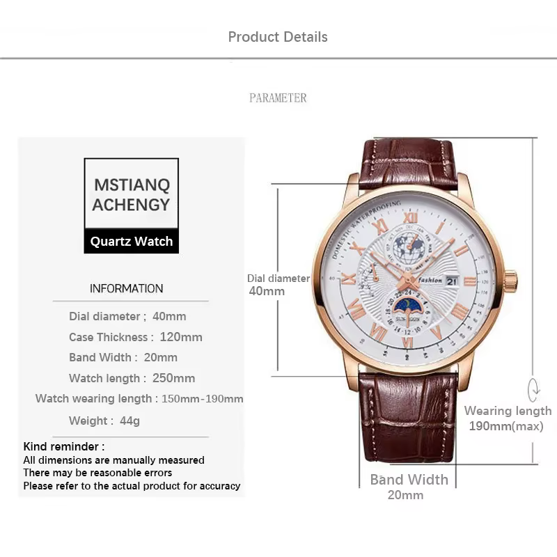2025 hommes montre haut tendance luxe Sport montre-bracelet pour homme étanche lumineux en cuir Date montres à Quartz