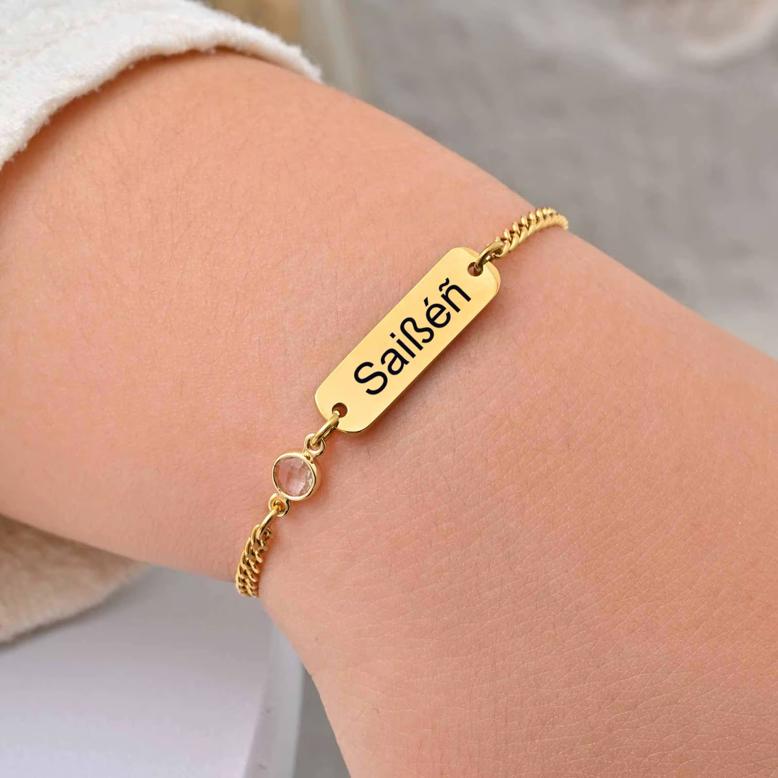 Bracelet personnalisé avec nom et barre d'identification, pour bébé et enfant, breloques tressées à la main, cadeau d'anniversaire pour nouveau-né fille