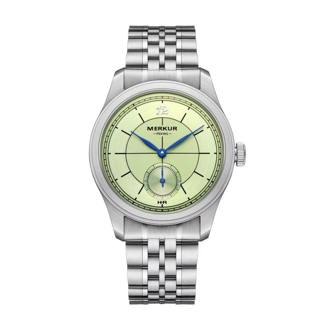 Le nouveau MERKUR croix ligne secteur cadran vert rétro montre décontractée pour hommes série d'affaires manuel accordé