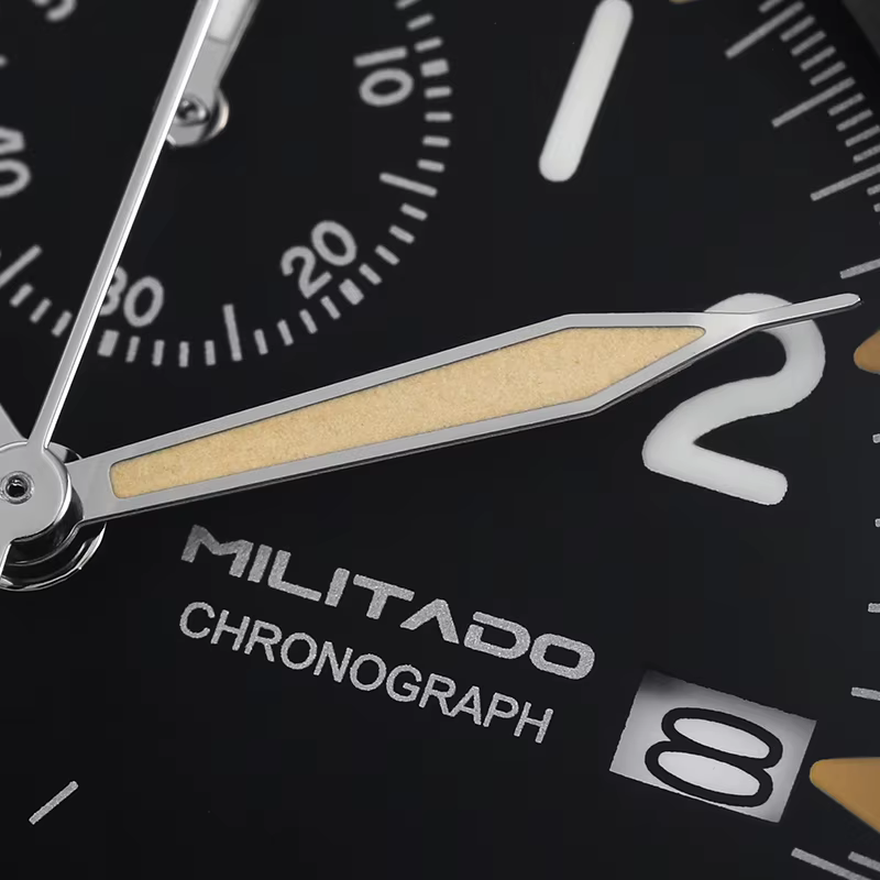 Militado Ml1868KF montre VK67 chronographe montres à Quartz lumineux AR saphir cristal 100M étanche 39Mm montre-bracelet militaire