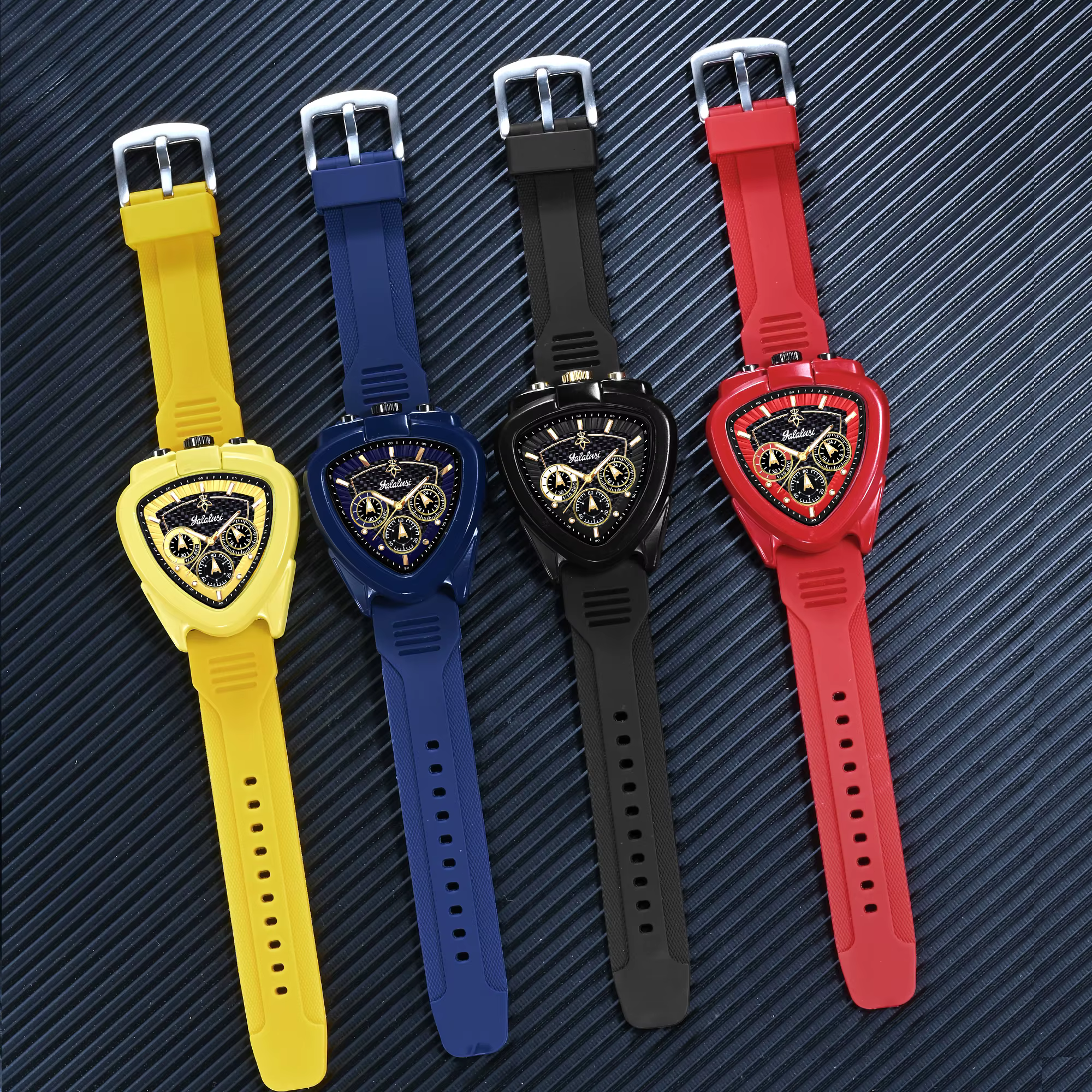 Montre pour homme YaLaLuSi : montre-bracelet à quartz résistante à l'eau avec cadran triangulaire