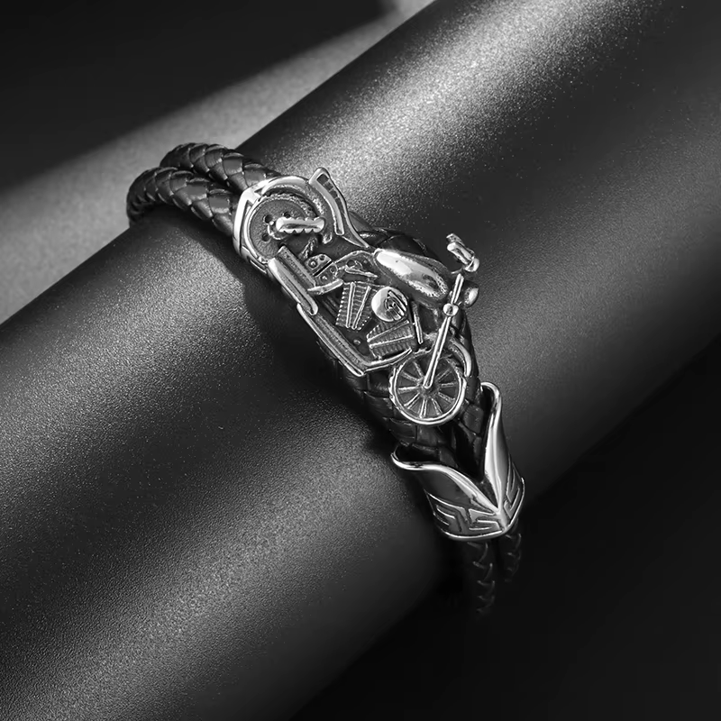 Bracelet de moto en cuir pour homme