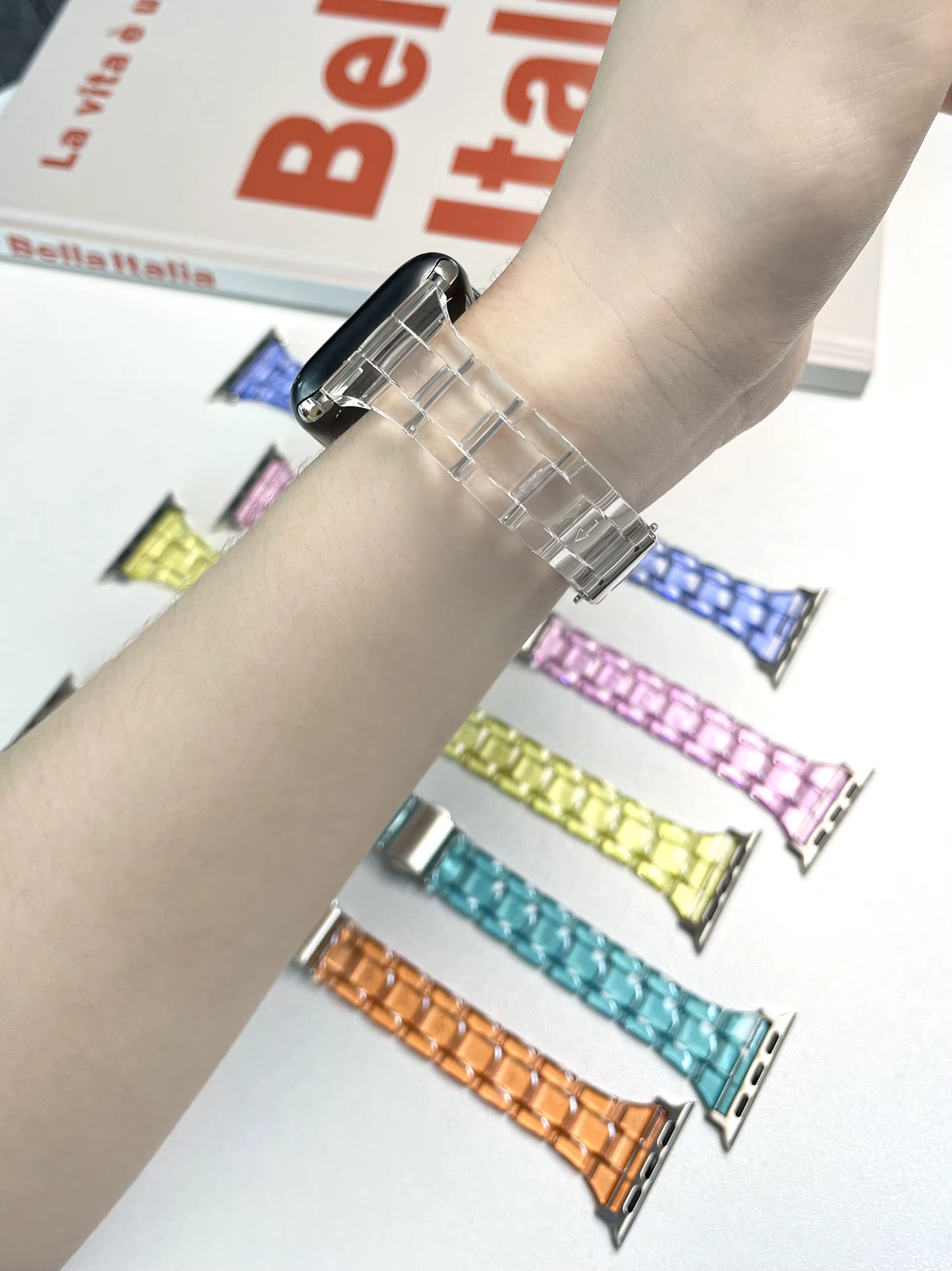 Bracelet de montre en résine mince pour apple watch série 11/10/9 8 7 6 SE 5 4 bandes 42 38mm correa acier clair pour iwatch 44mm 40 41 45 Ultra