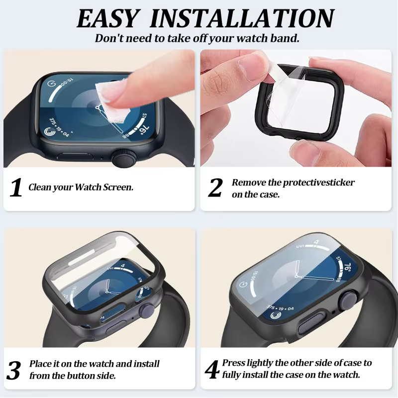 Verre + étui pour Apple Watch 44mm 40mm 41mm 38MM 42mm 45mm 46mm