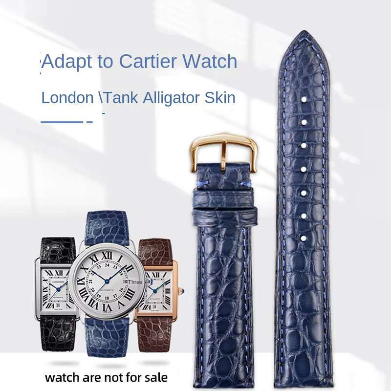 Bracelet en cuir de crocodile pour montre CARTIER Tank CLÉ DE RONDE