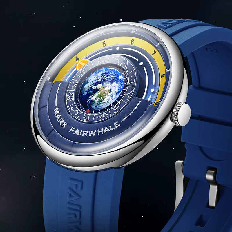 Mark Fairwhale Montre à quartz pour homme avec cadran sur le thème de la Terre unique